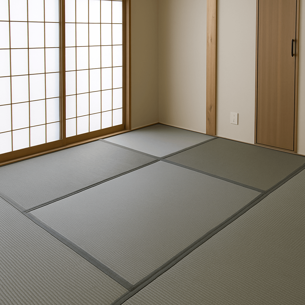 グレーの琉球畳（市松模様）で和モダンな空間